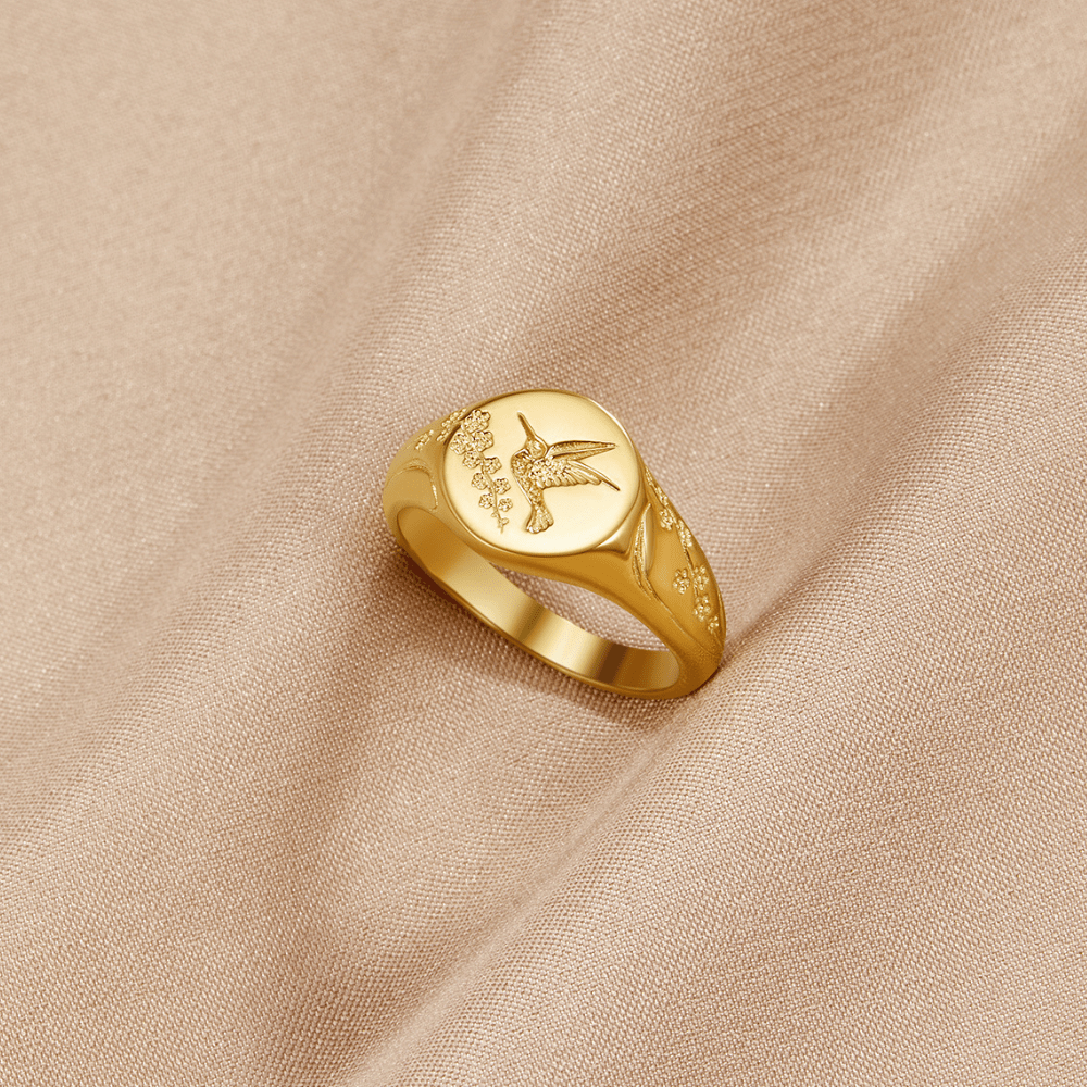 Engraved Signet Gold Ring