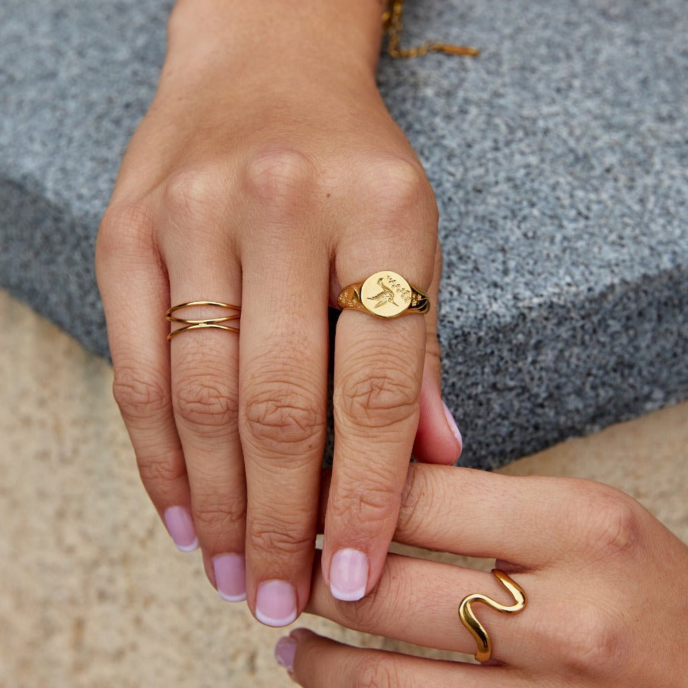 Engraved Signet Gold Ring