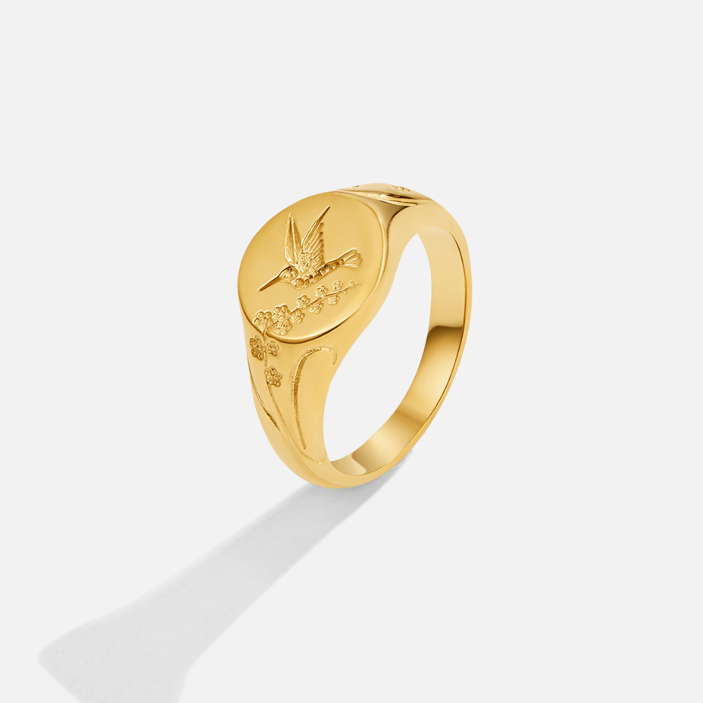 Engraved Signet Gold Ring