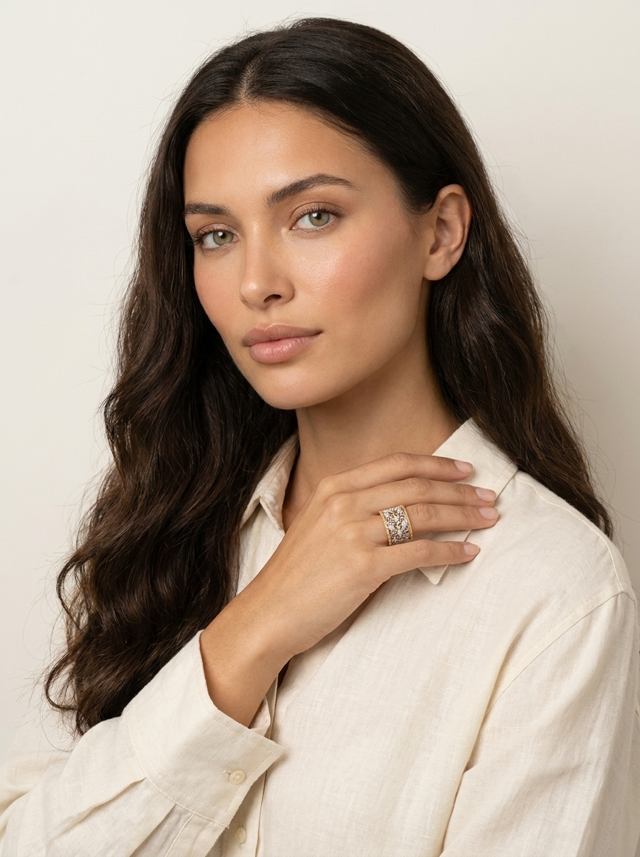 Filigree Crystal Band Ring