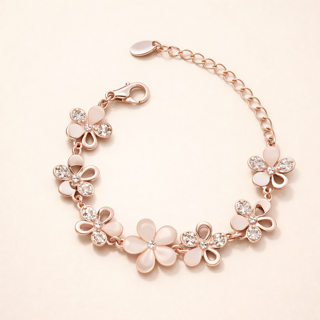 Floral Crystal Charm Bracelet