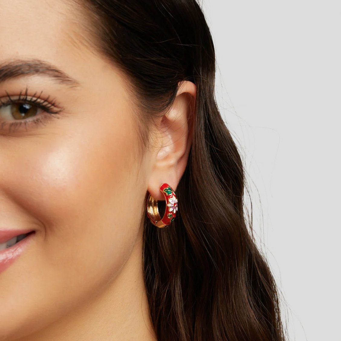Floral Enamel Hoop Earrings