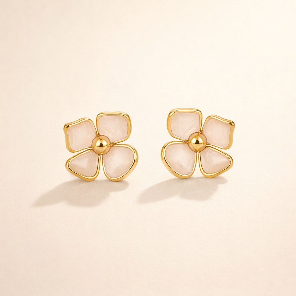 Floral Gold Stud Earrings