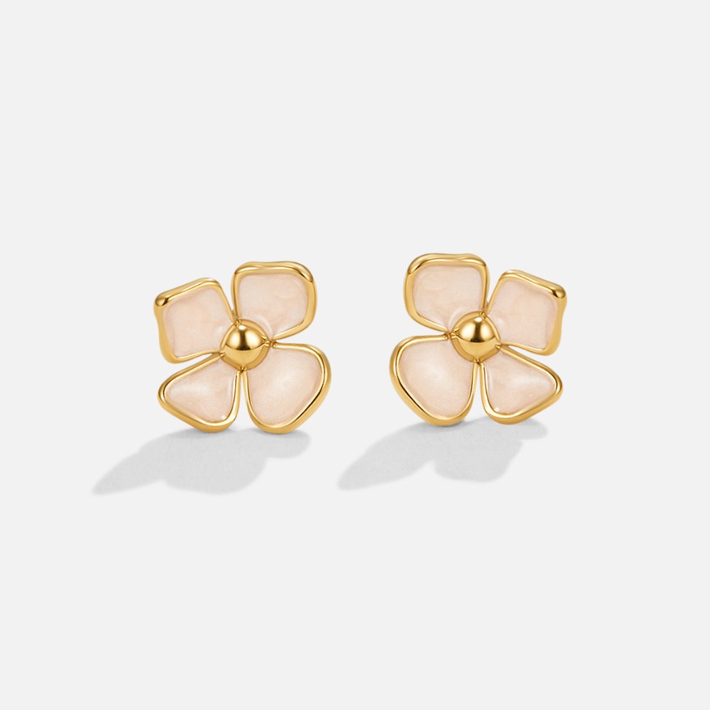 Floral Gold Stud Earrings