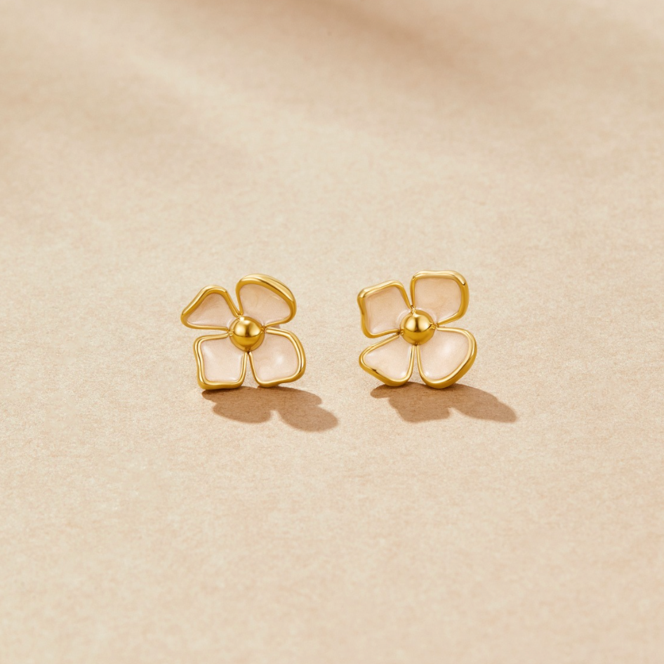 Floral Gold Stud Earrings
