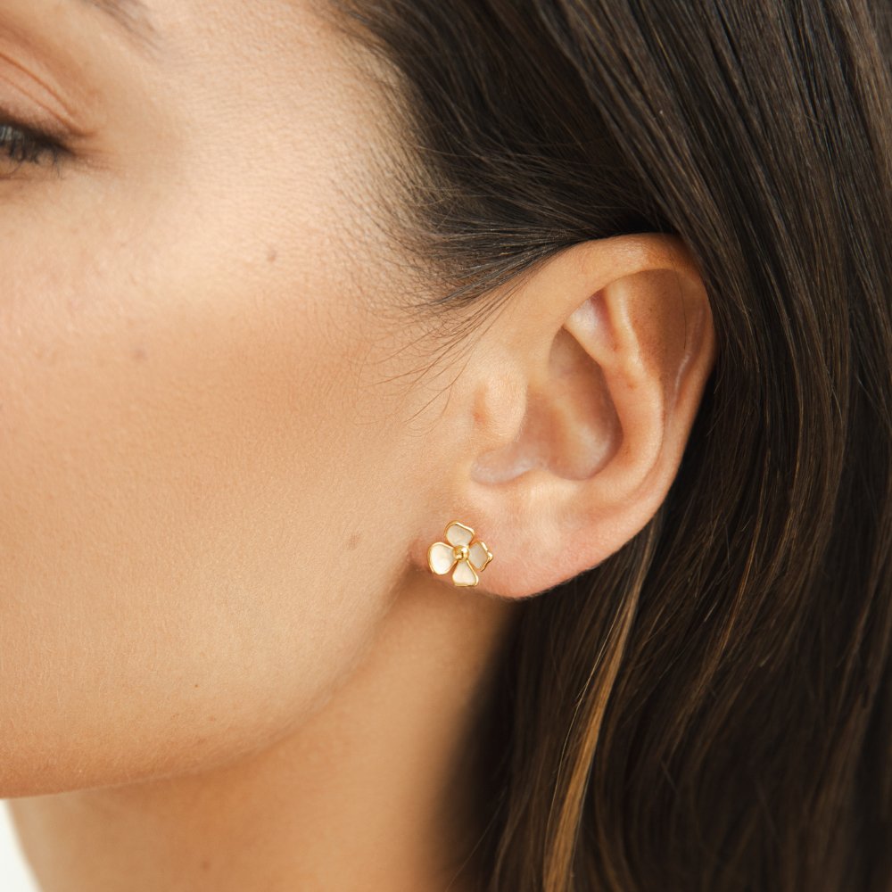 Floral Gold Stud Earrings
