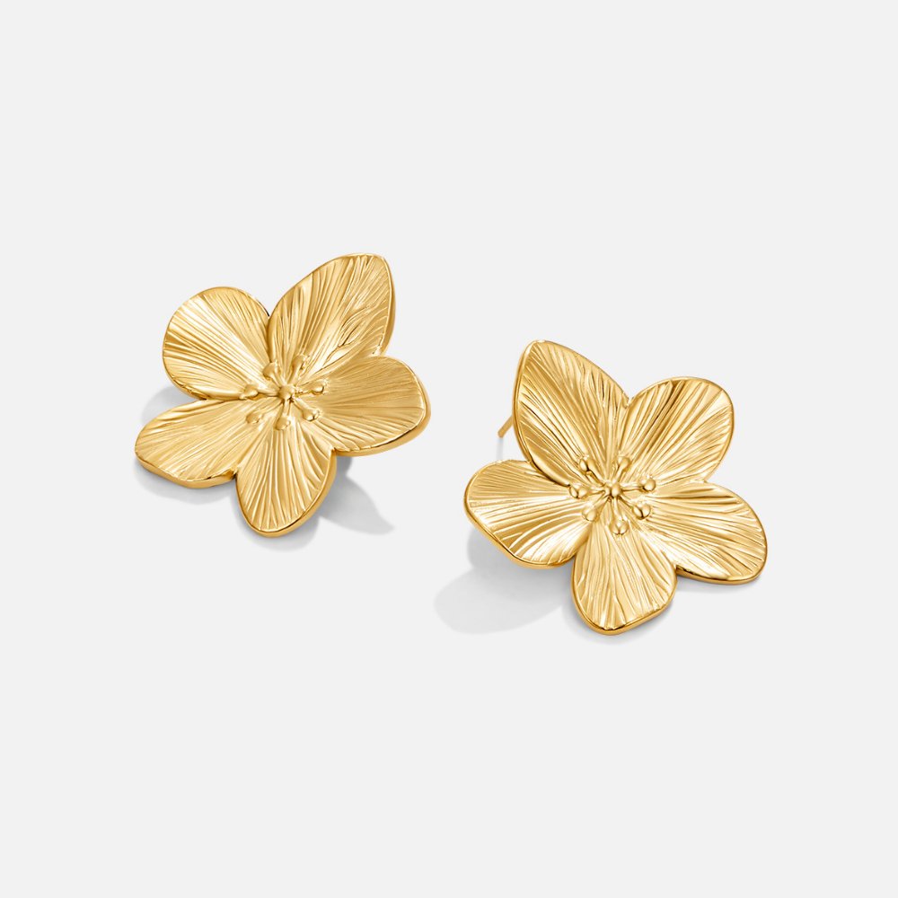 Floral Gold Stud Earrings
