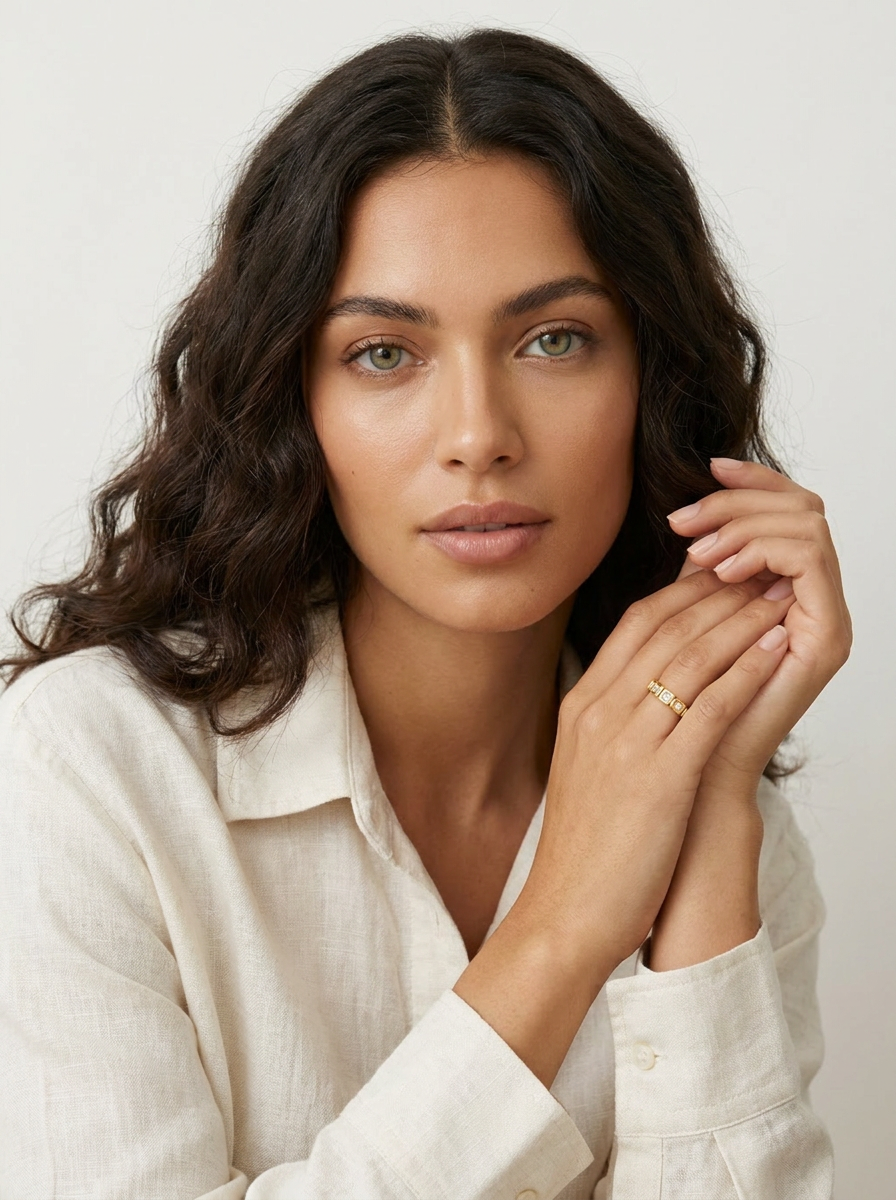 Geometric Crystal Band Ring