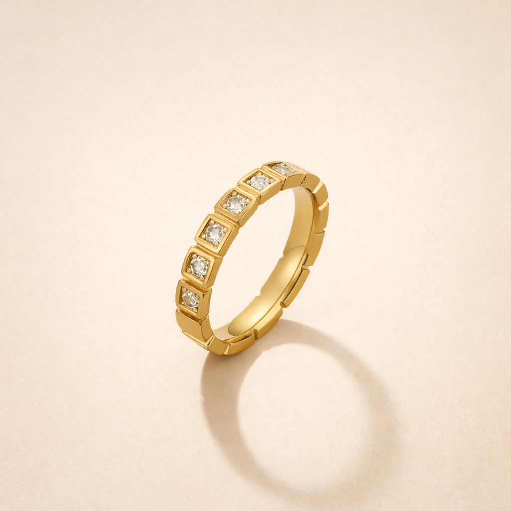 Geometric Crystal Band Ring