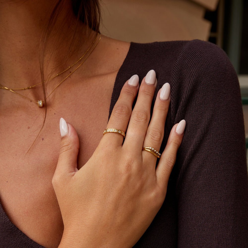 Geometric Crystal Band Ring