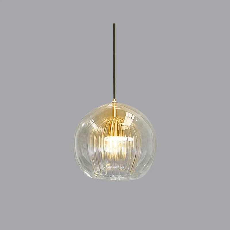 Glass Globe Pendant Light for Dining Room – Clear or Amber