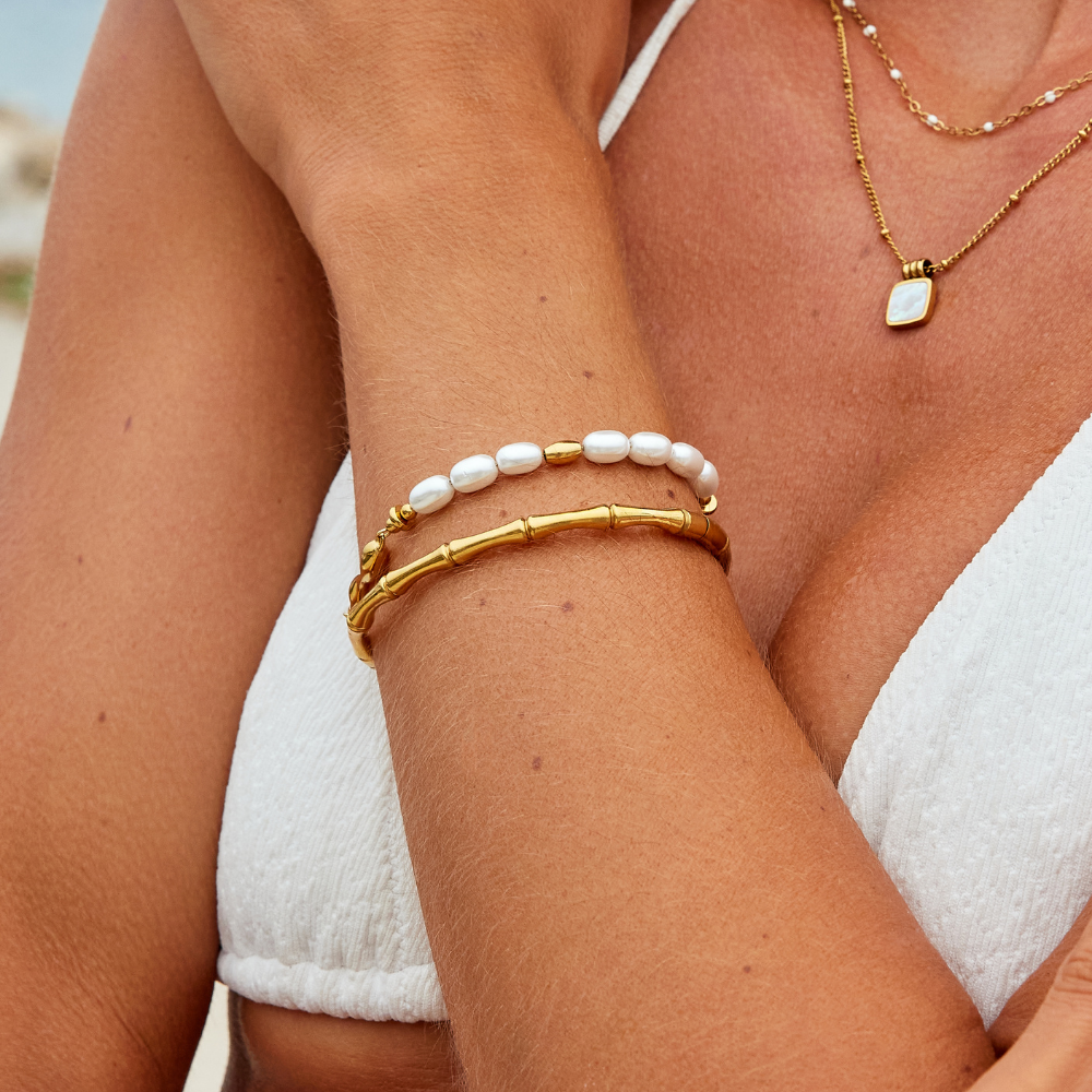 Gold Bamboo Bangle Bracelet
