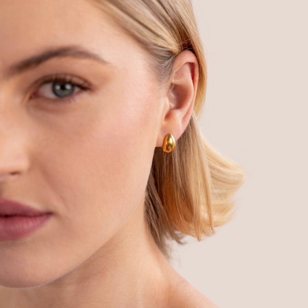 Gold Dome Stud Earrings