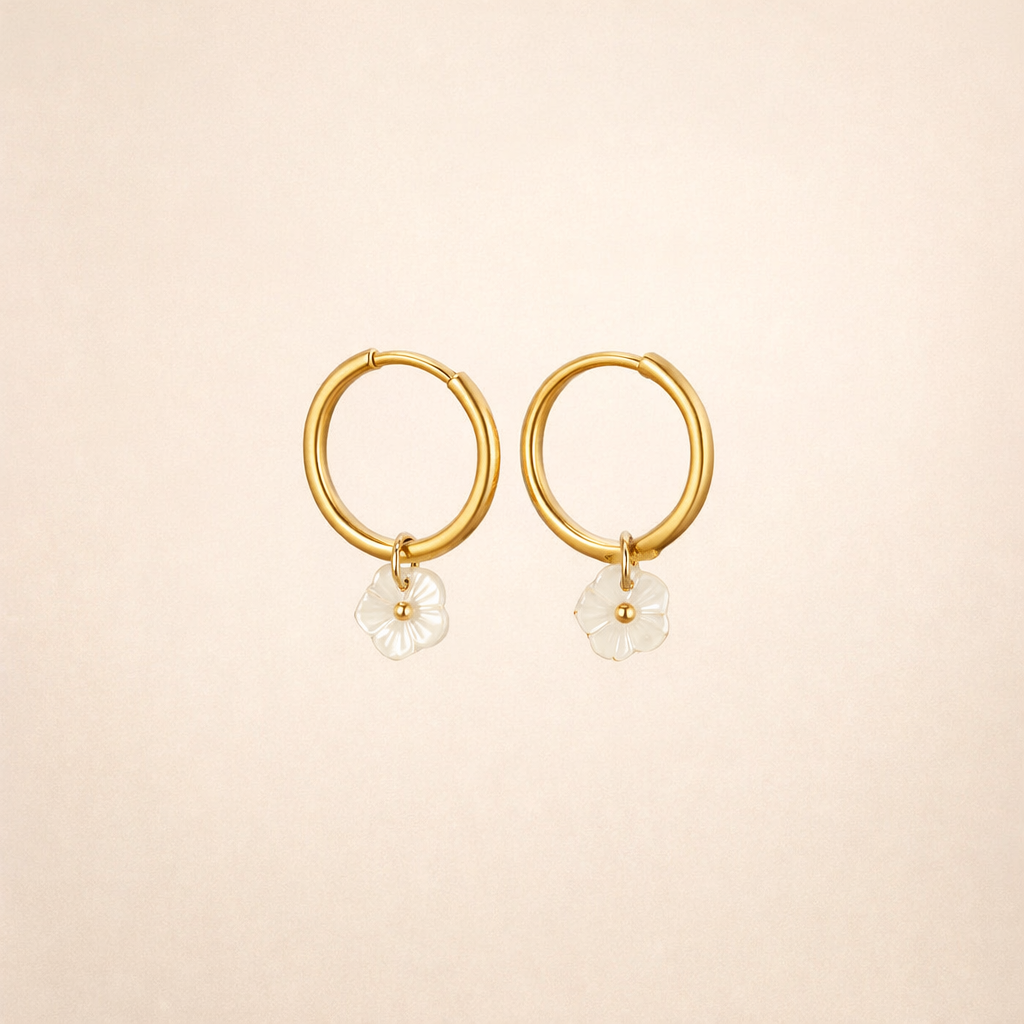 Gold Floral Hoop Earrings