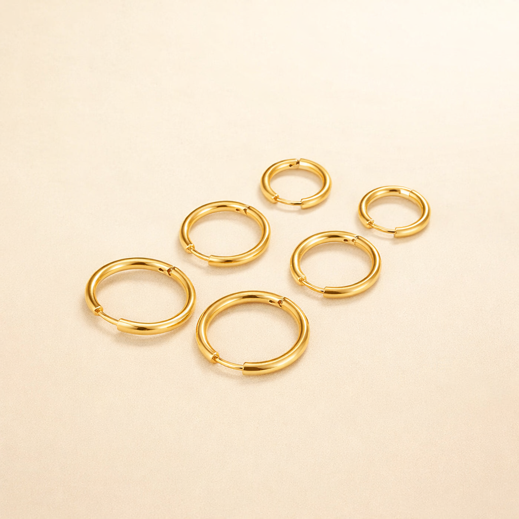 Gold Hoop Earrings Set