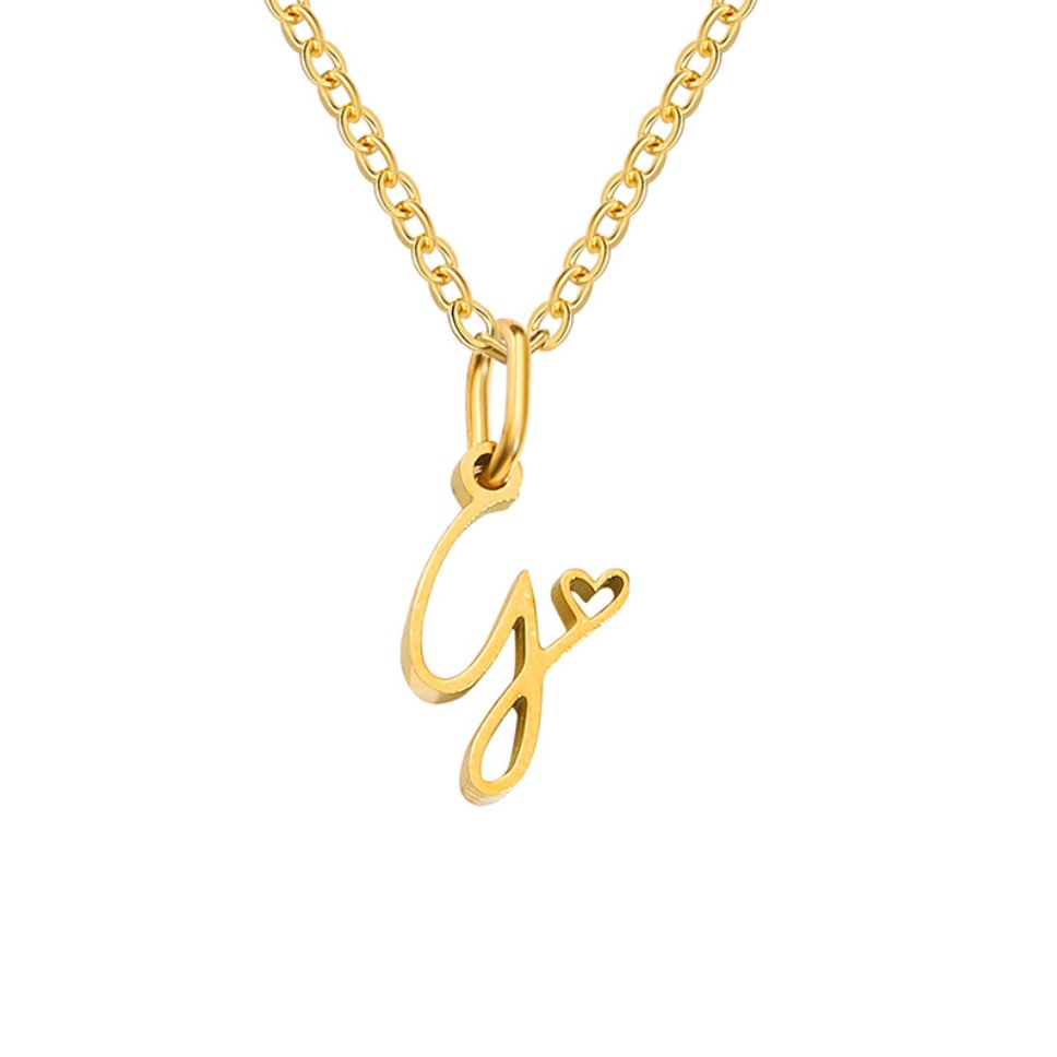 Gold Initial Letter Necklace