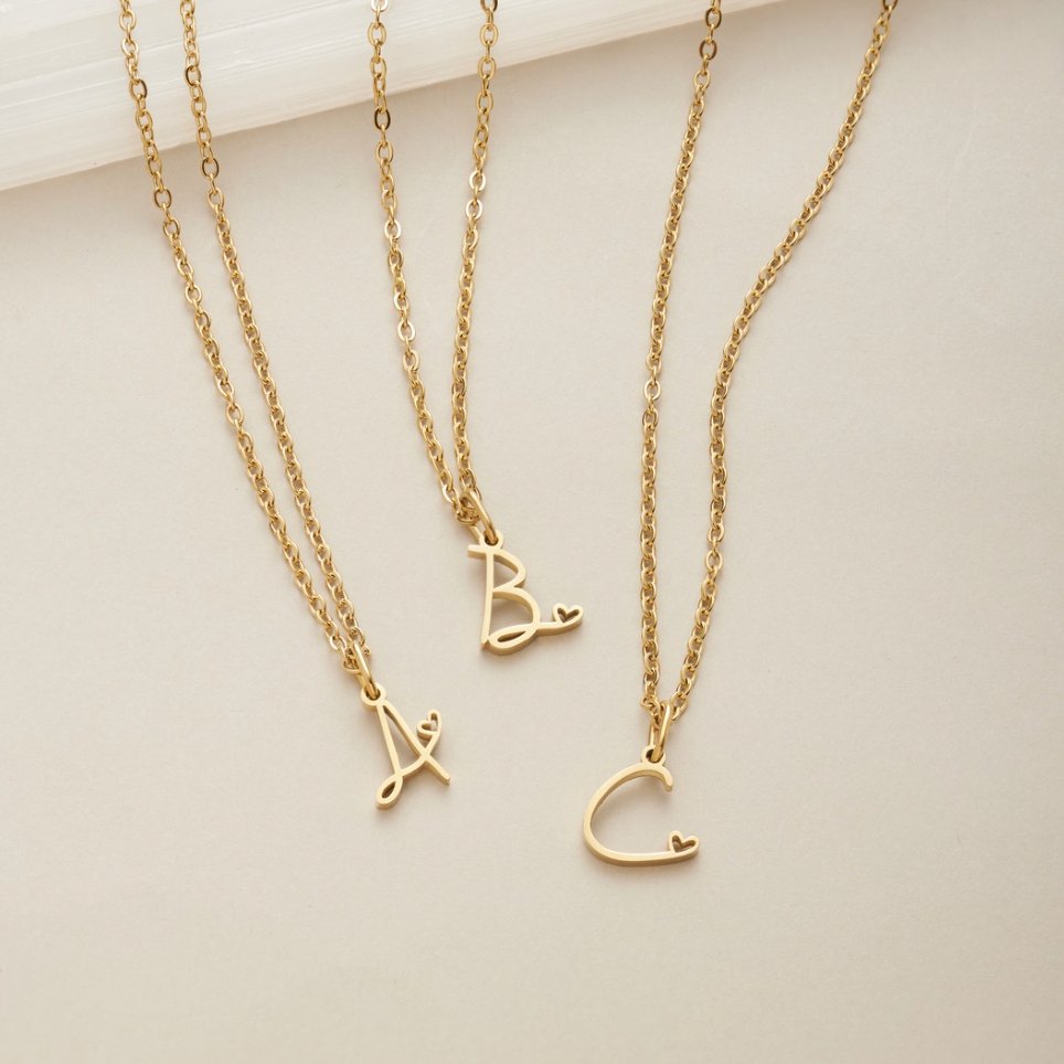 Gold Initial Letter Necklace
