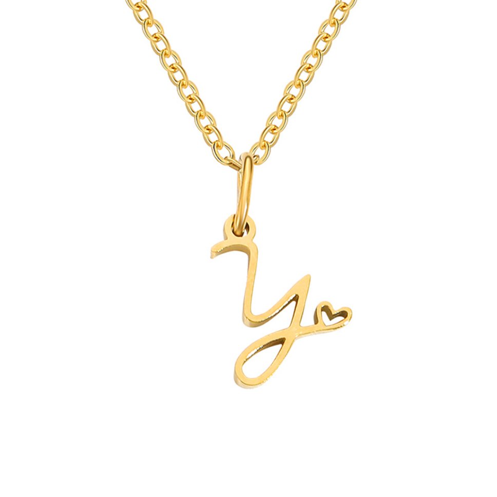 Gold Initial Letter Necklace