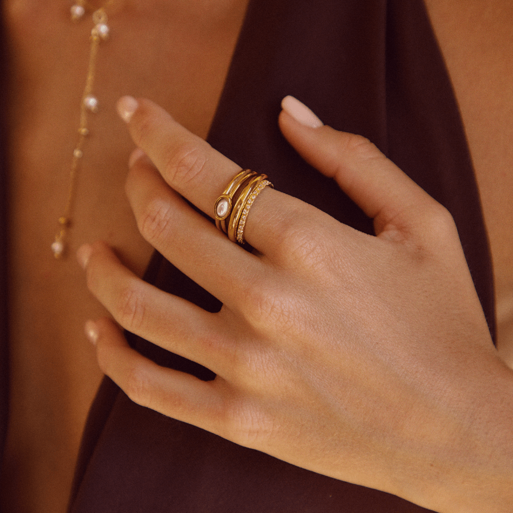 Gold Pearl Signet Ring