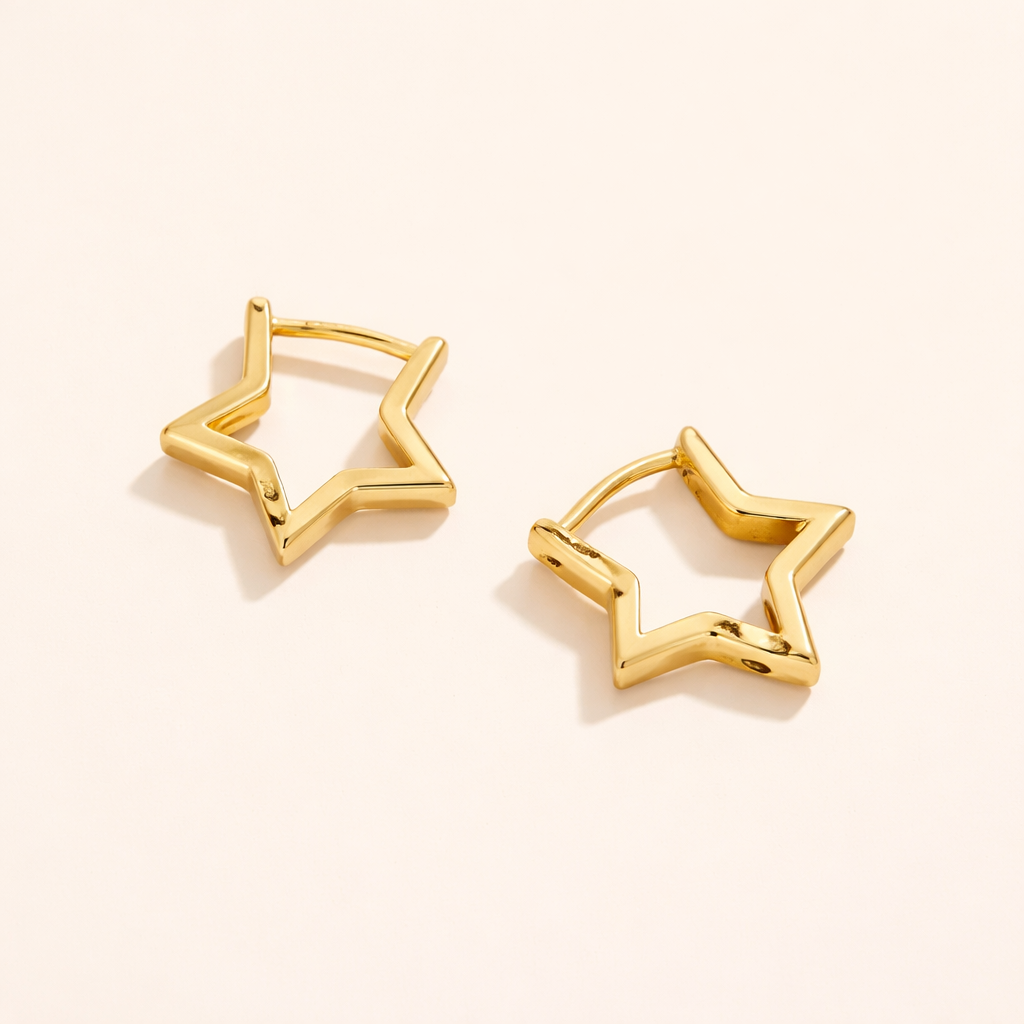 Gold Star Hoop Earrings