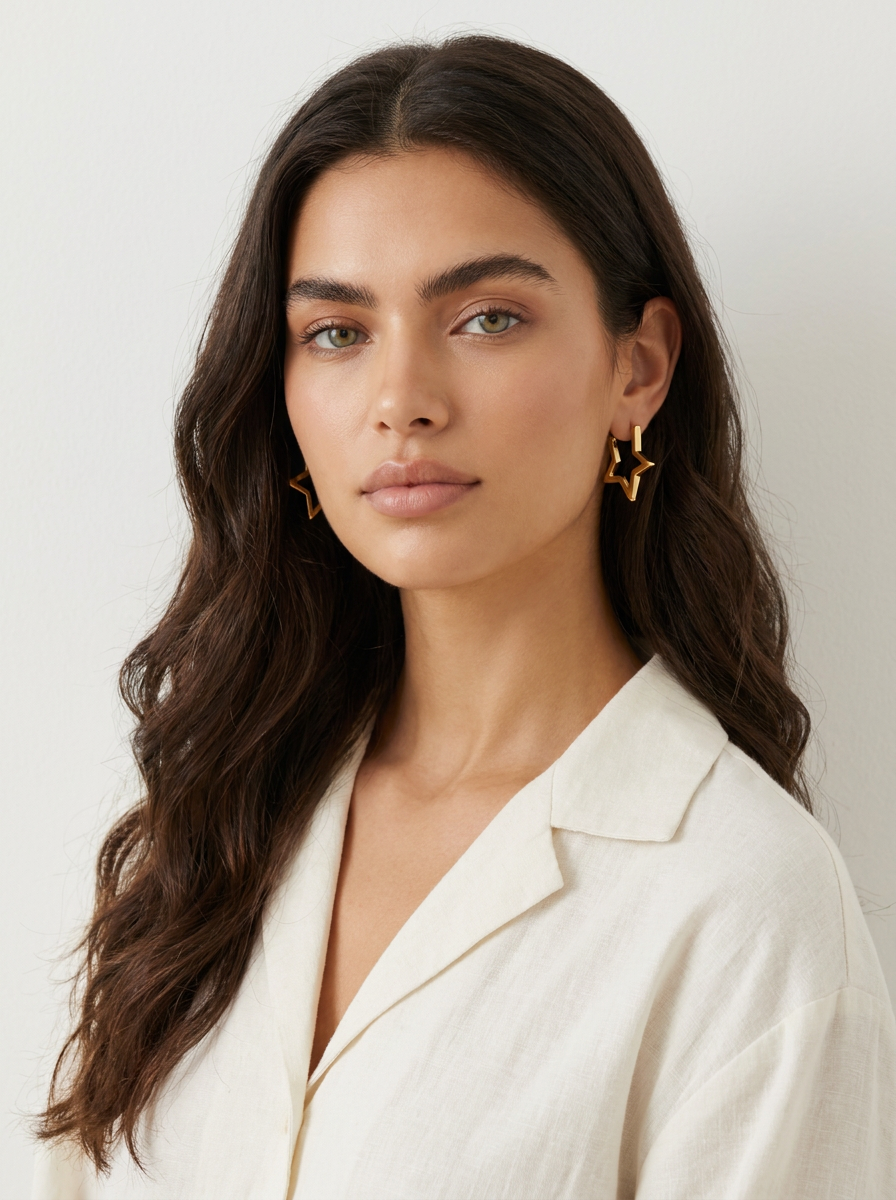 Gold Star Hoop Earrings