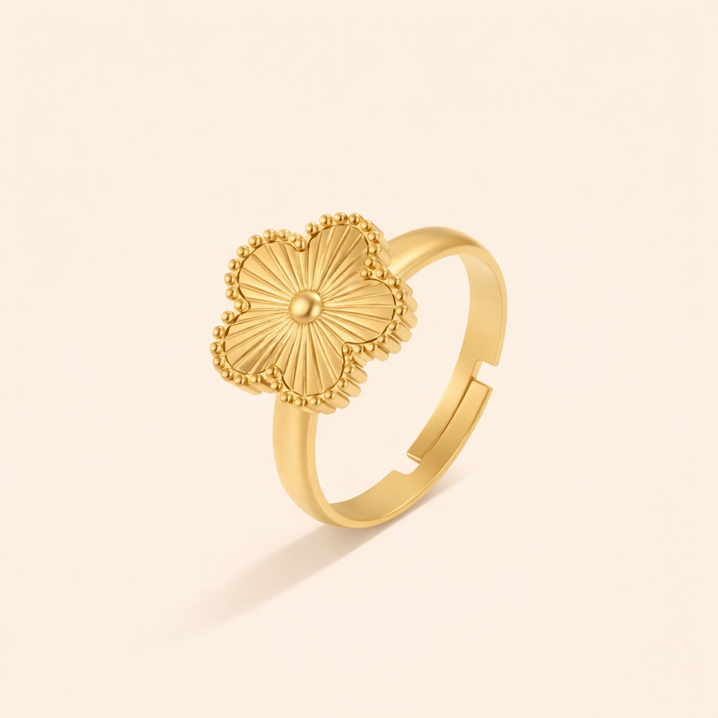 Golden Floral Adjustable Ring