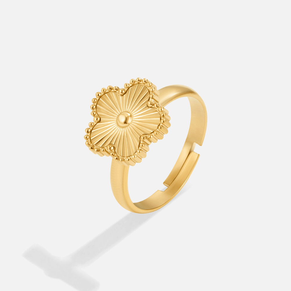Golden Floral Adjustable Ring