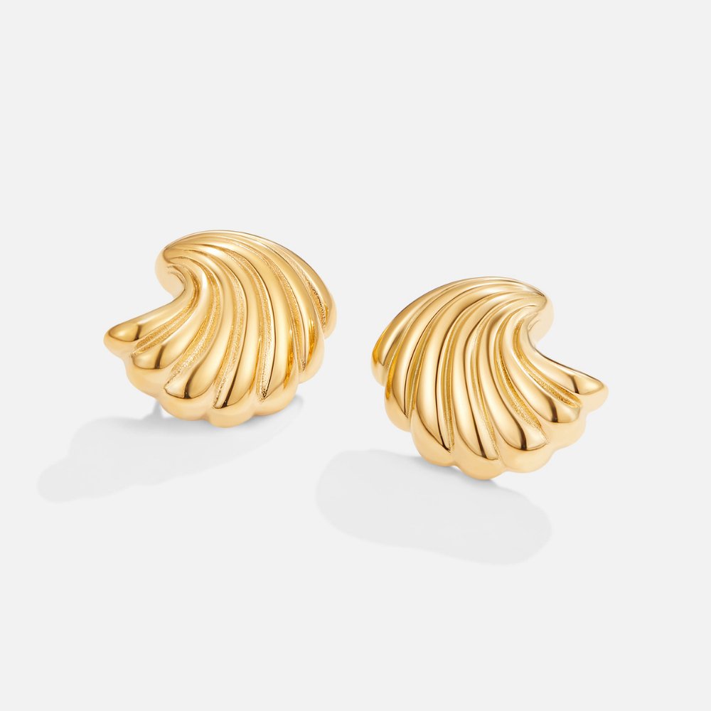 Golden Seashell Stud Earrings