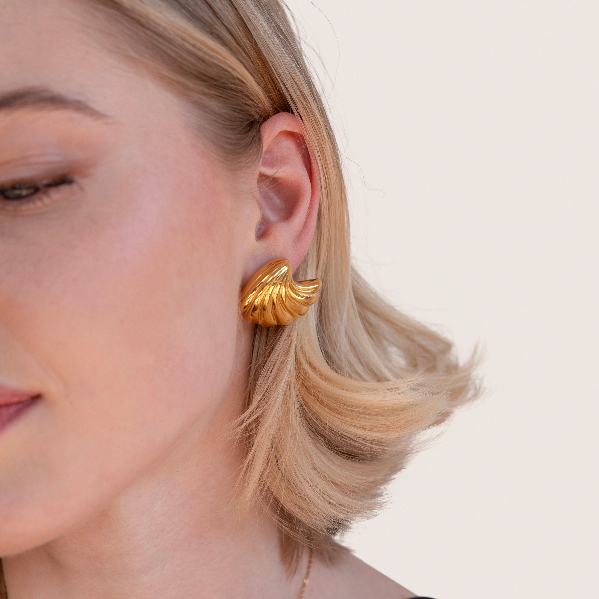 Golden Seashell Stud Earrings