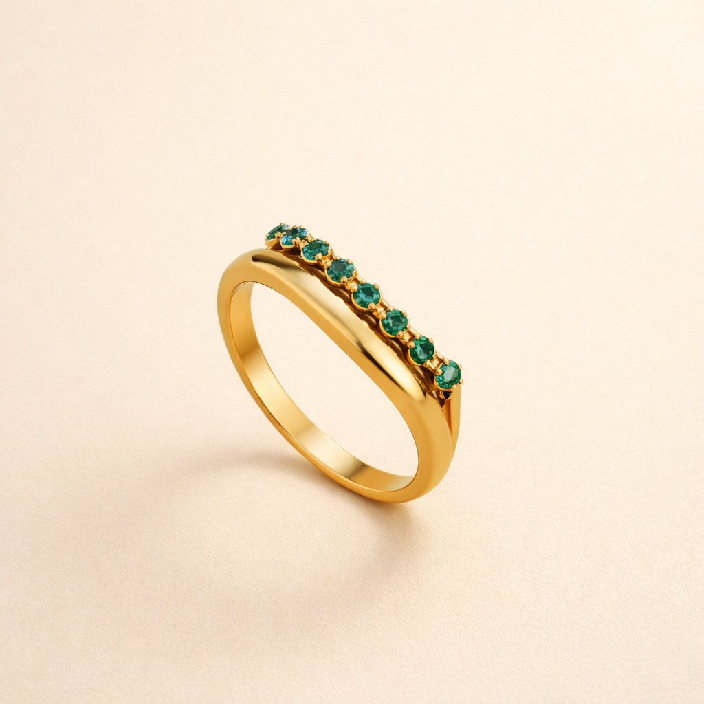 Green Stone Band Ring