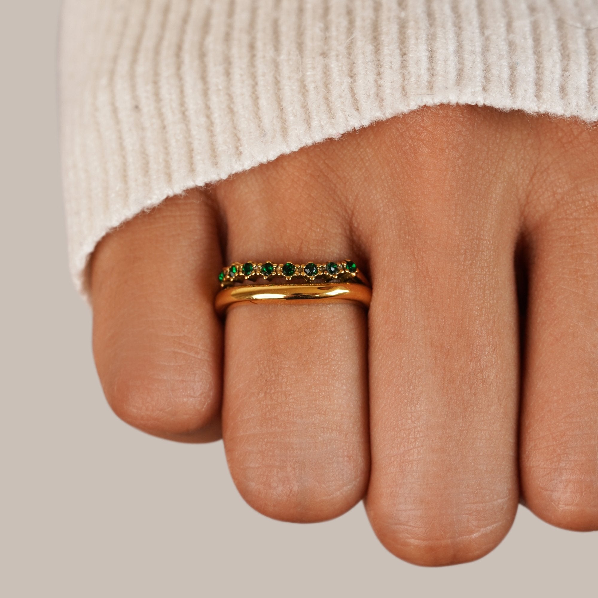 Green Stone Band Ring