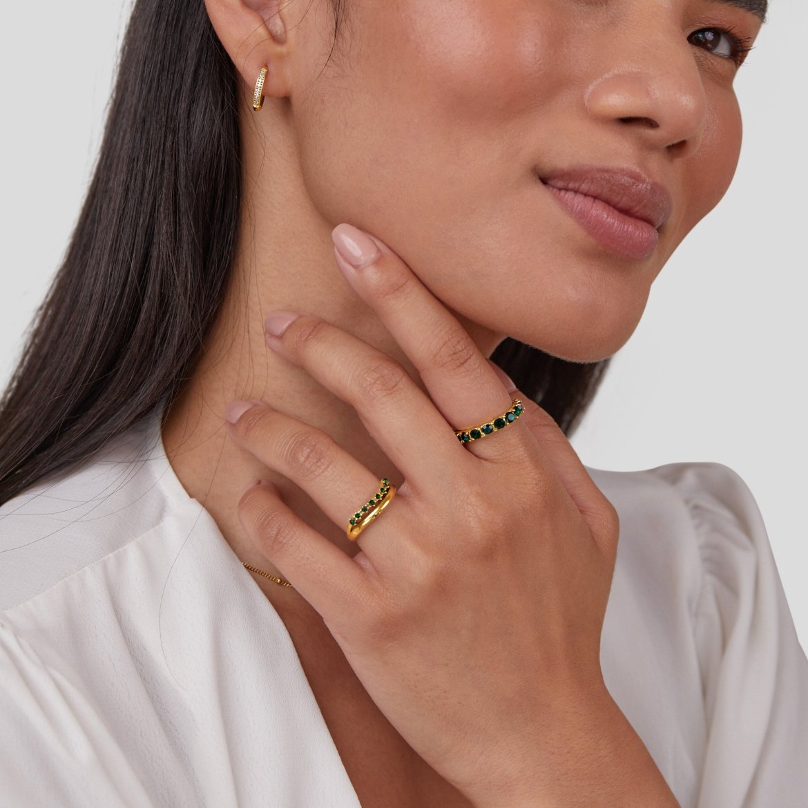 Green Stone Band Ring