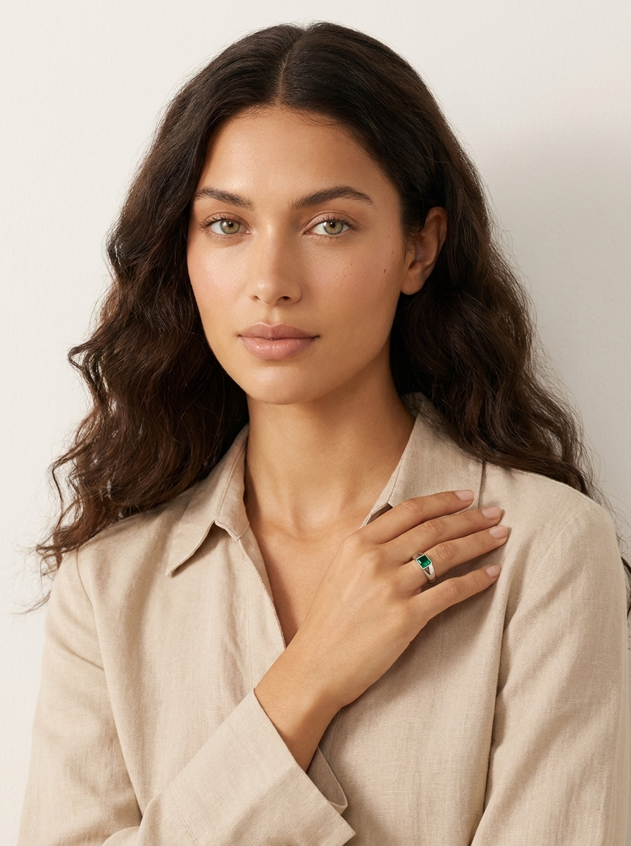 Green Stone Band Ring