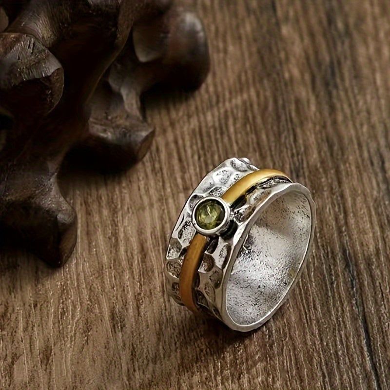 Hammered Stone Band Ring