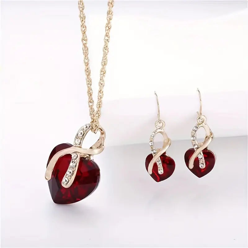 Heart Crystal Jewellery Set