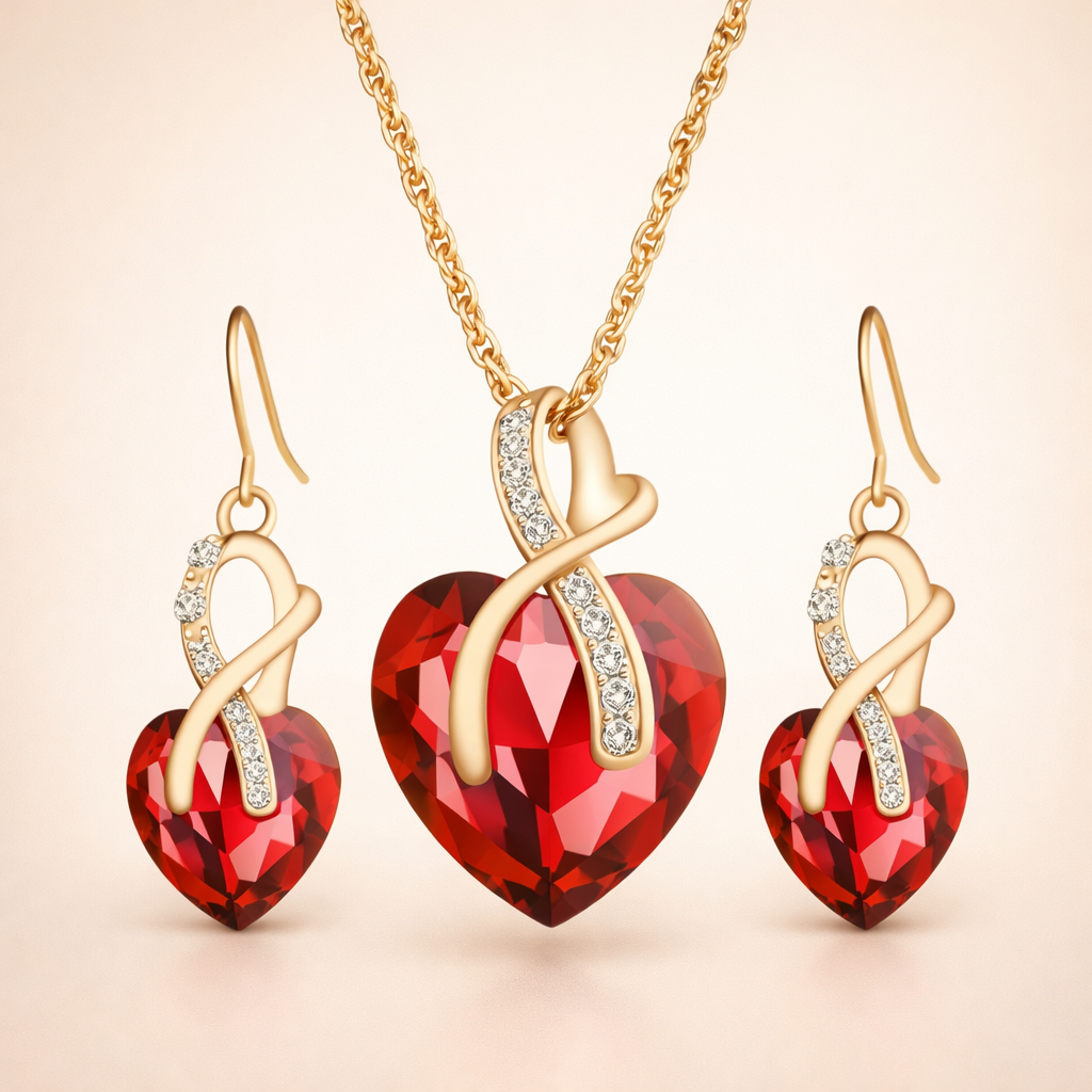Heart Crystal Jewellery Set