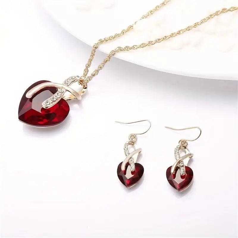 Heart Crystal Jewellery Set