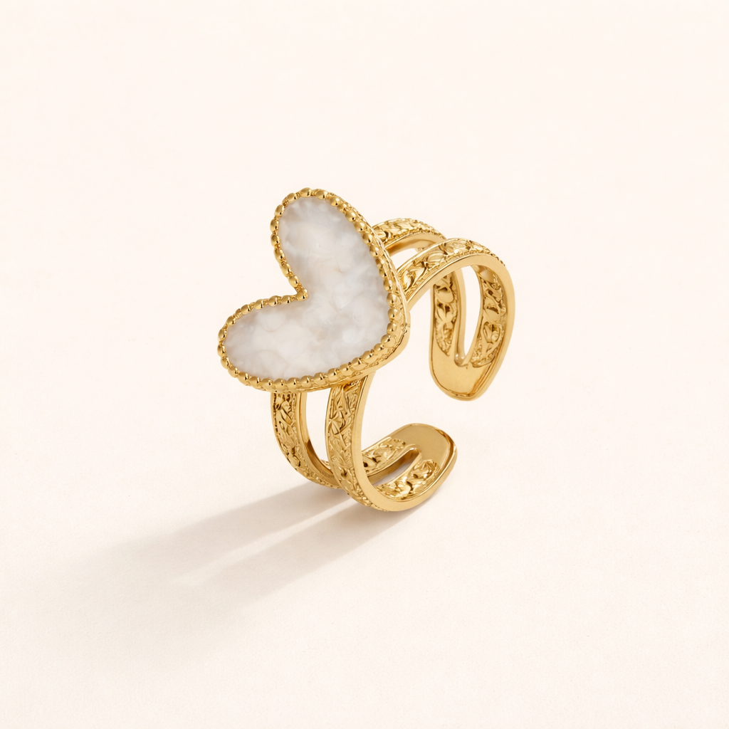 Heart Inlay Open Ring