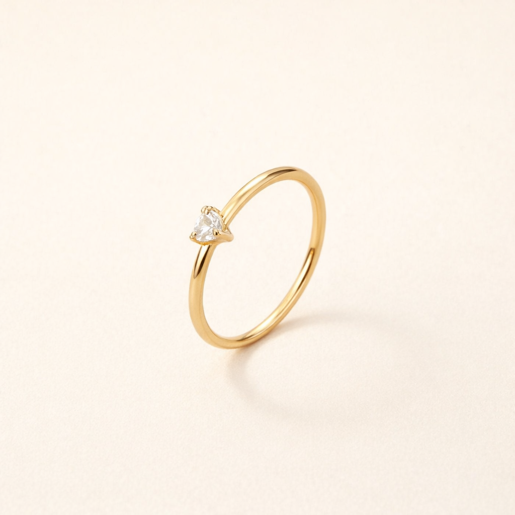 Heart Solitaire Gold Ring