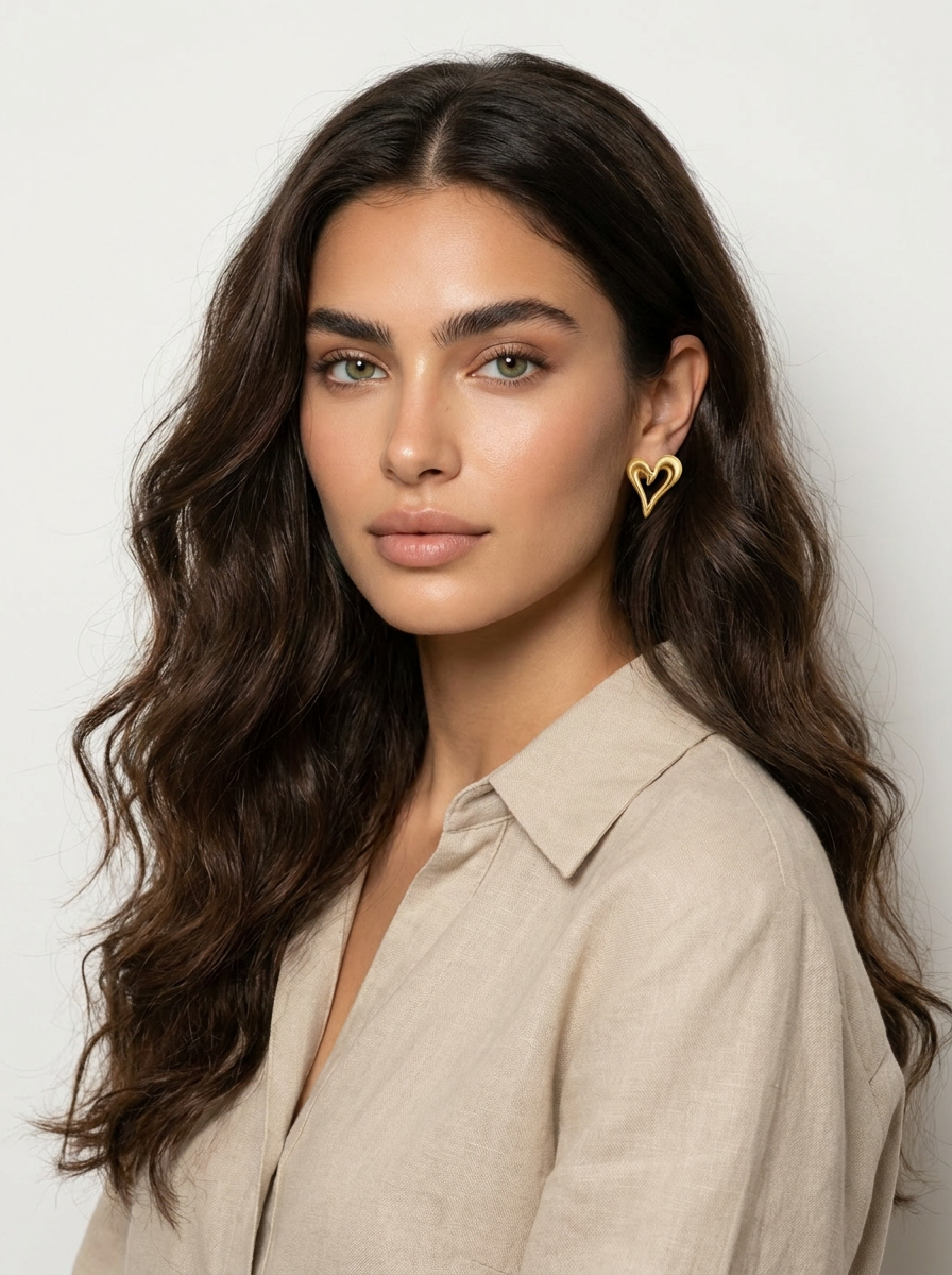 Heart Stud Earrings Gold