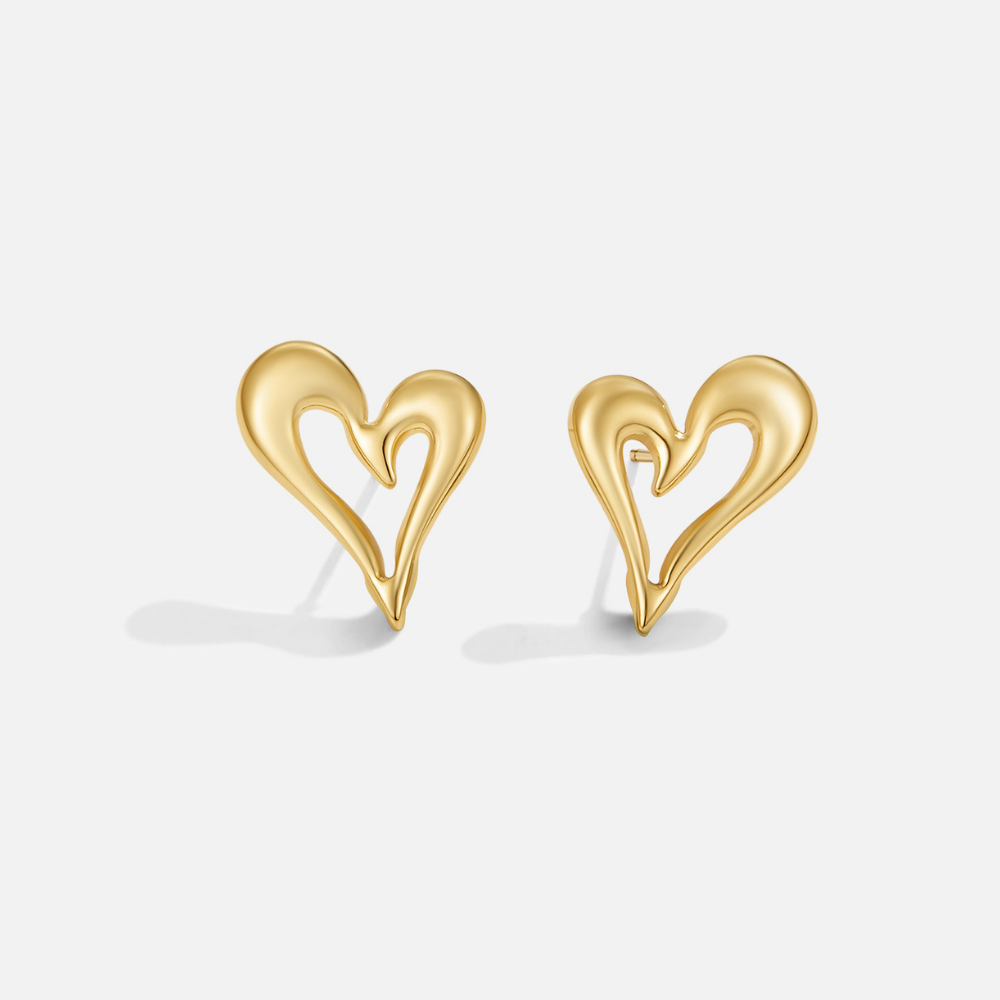 Heart Stud Earrings Gold