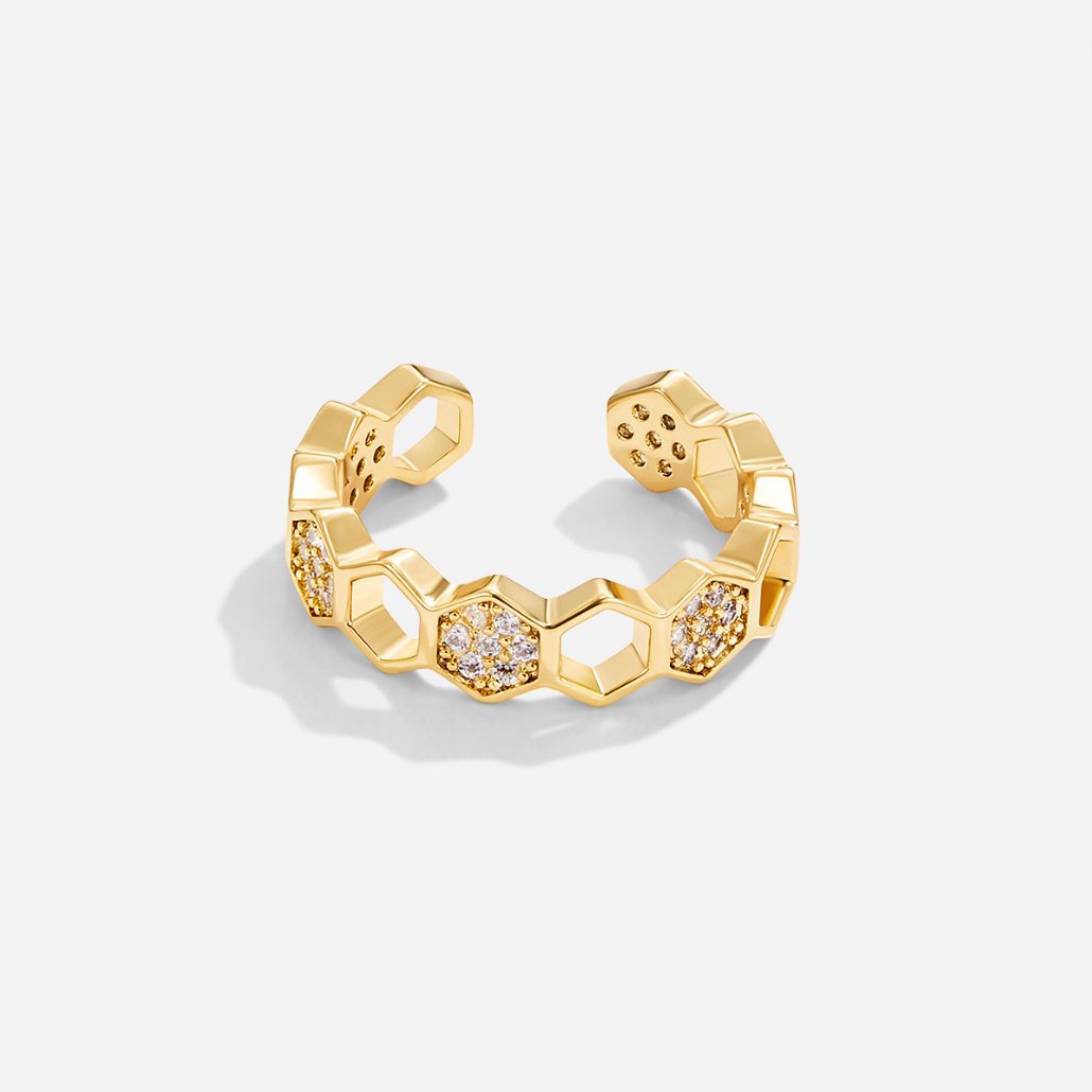 Honeycomb Crystal Open Ring