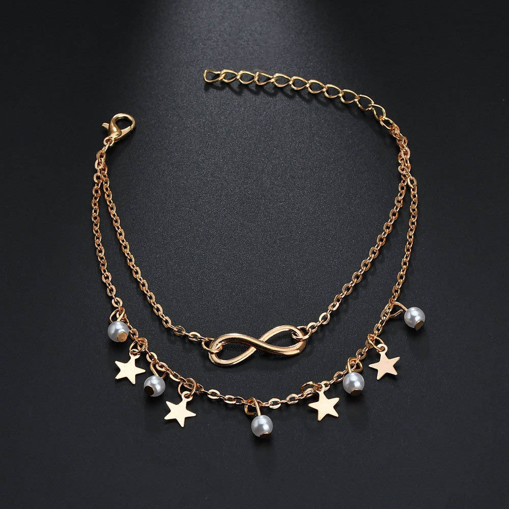 Infinity Pearl Charm Anklet