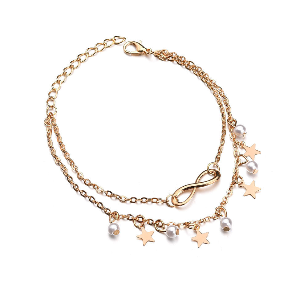 Infinity Pearl Charm Anklet
