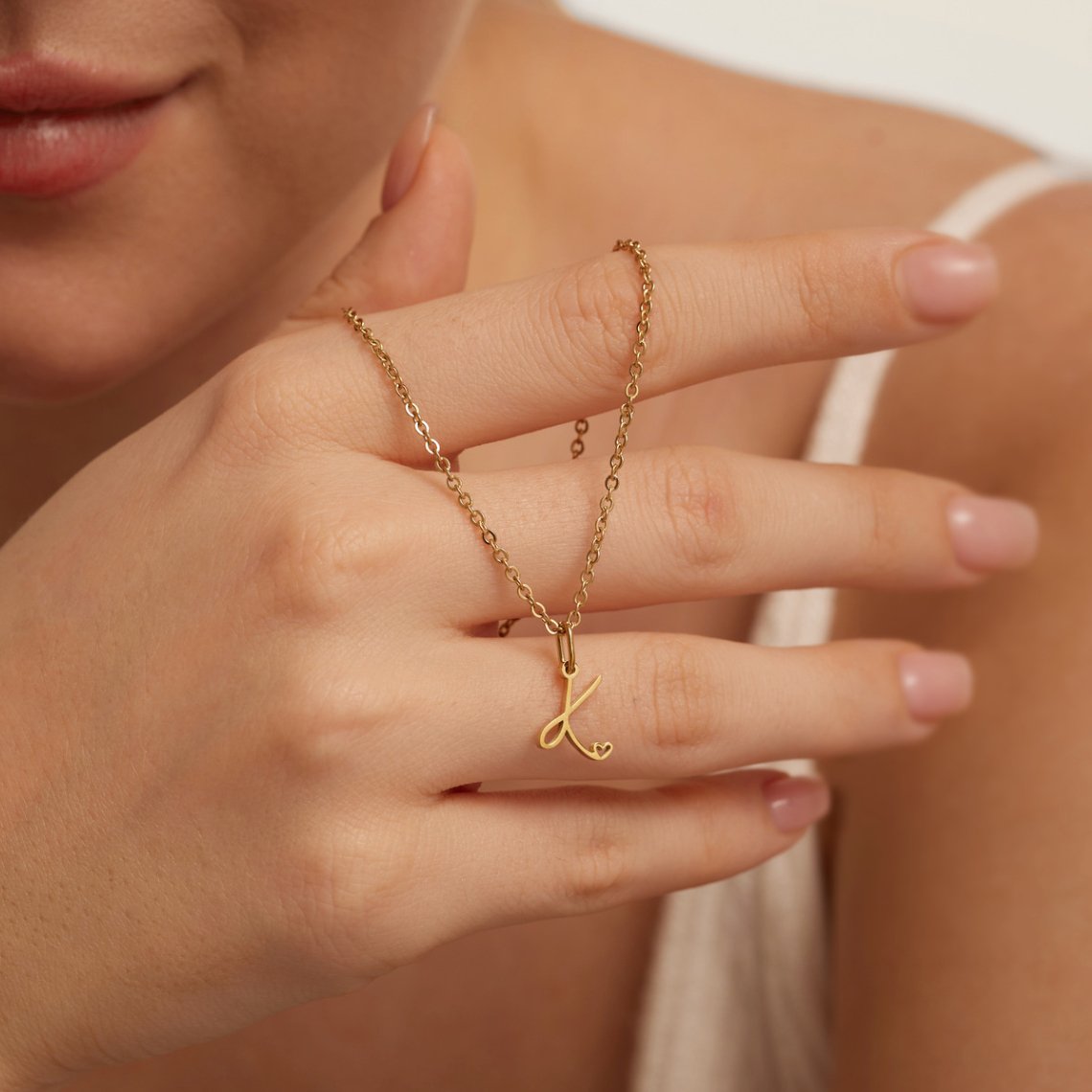 Initial Heart Pendant Necklace