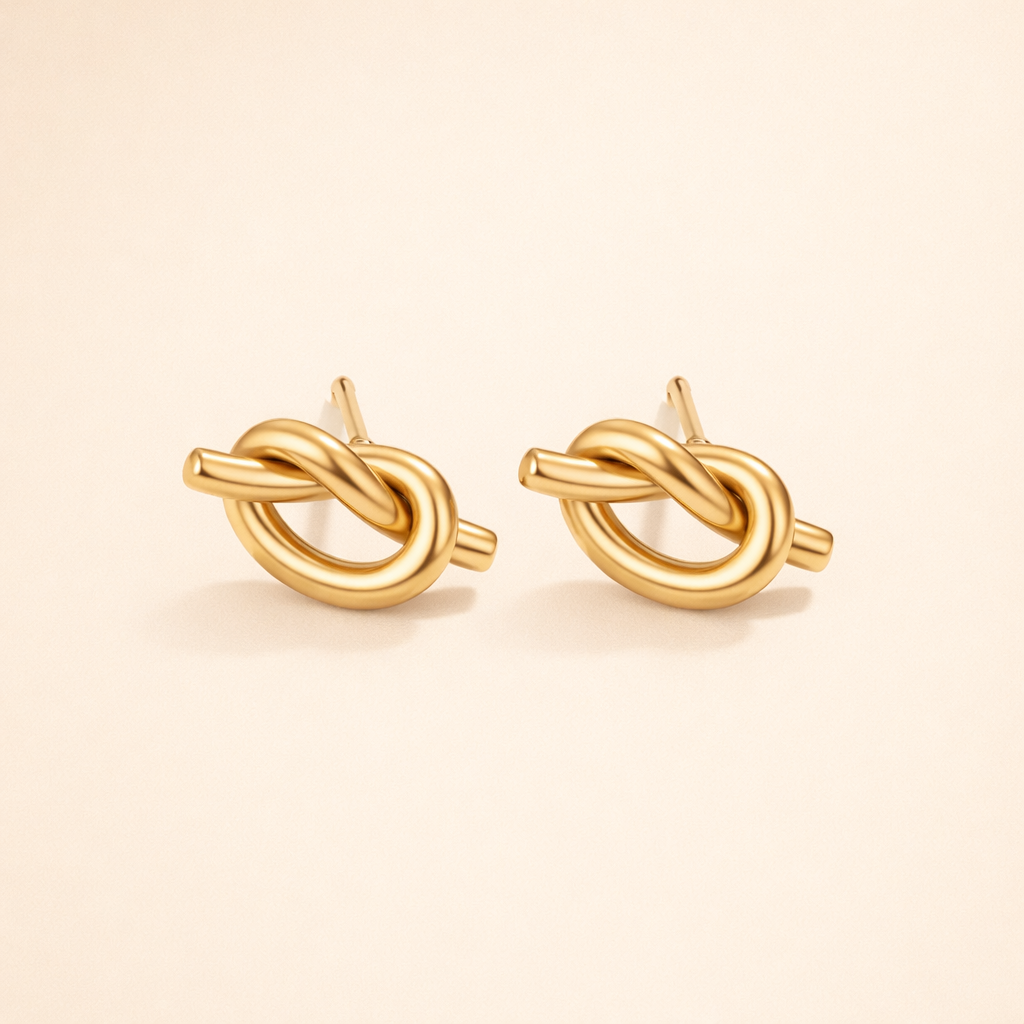 Knot Stud Earrings Gold