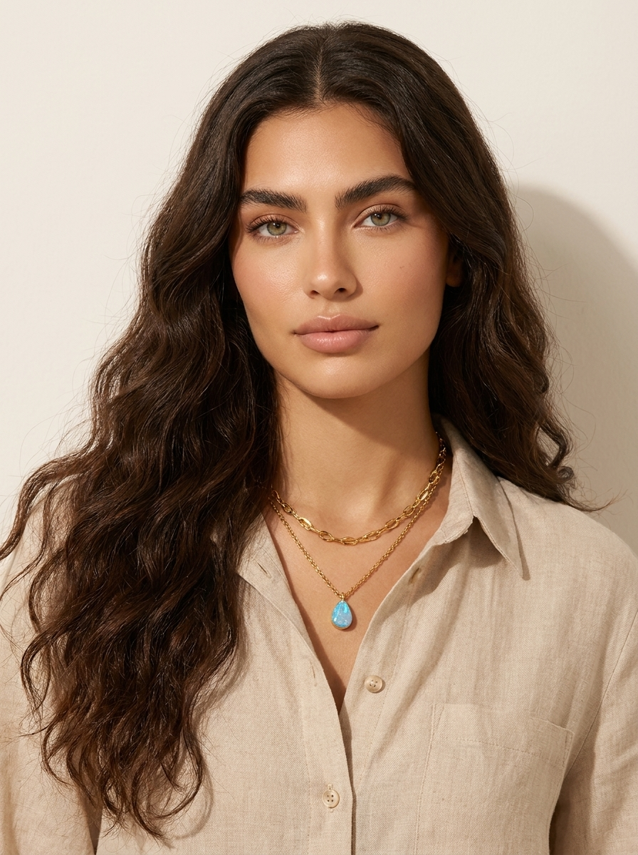 Layered Opal Drop Necklace