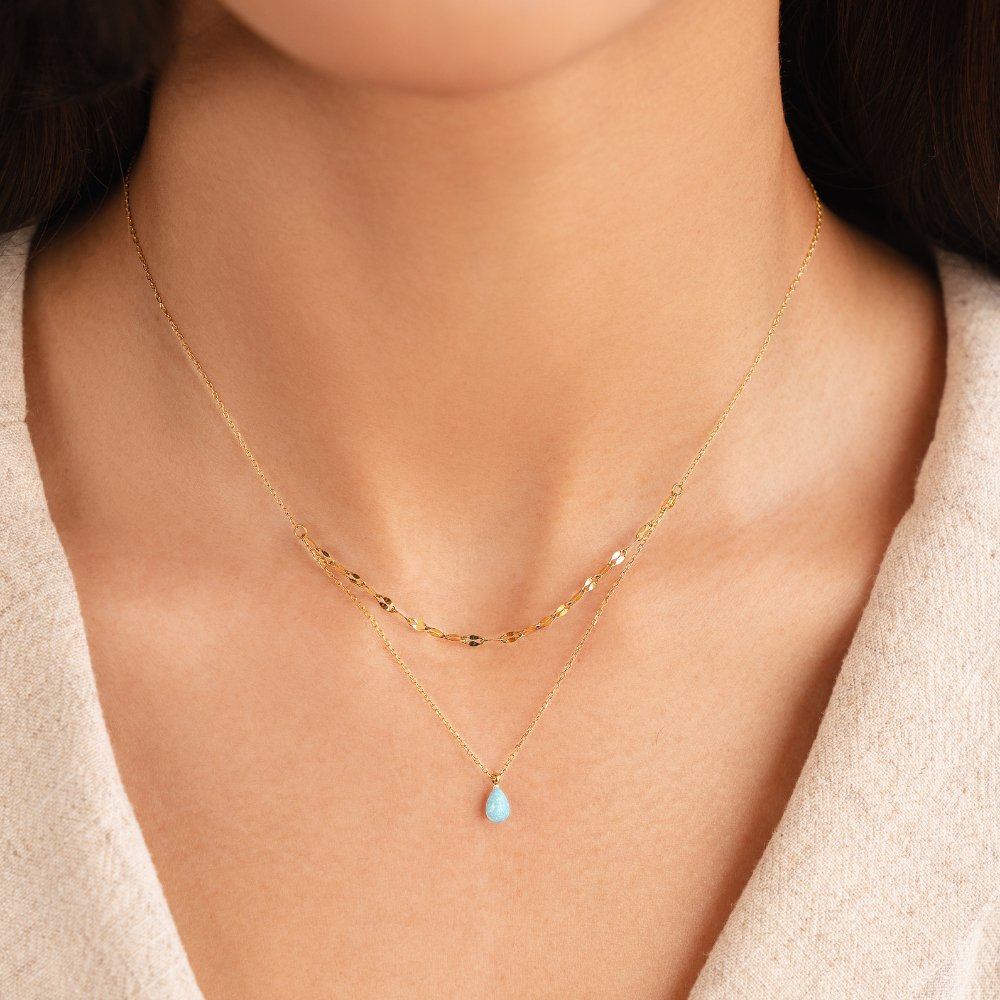 Layered Opal Drop Necklace