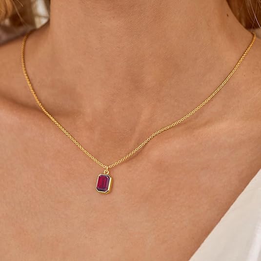 Layered Ruby Pendant Necklace