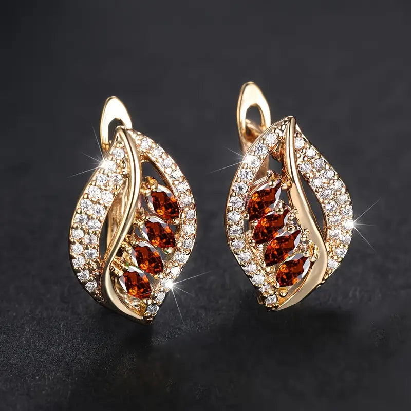 Leaf Crystal Earrings